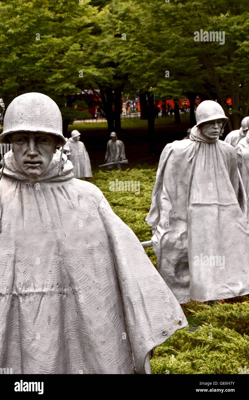 Gli uomini della guerra di Corea memorial presso il National Mall in c.c. Foto Stock