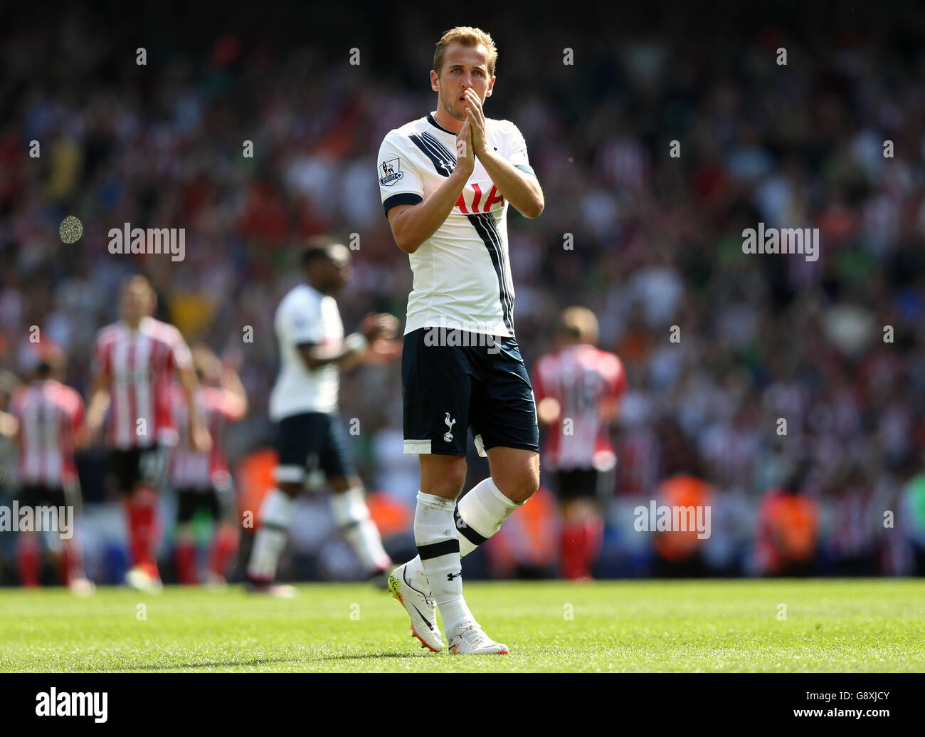 Harry Kane di Tottenham Hotspur applaude i fan dopo la partita Barclays Premier League a White Hart Lane, Londra. Foto Stock