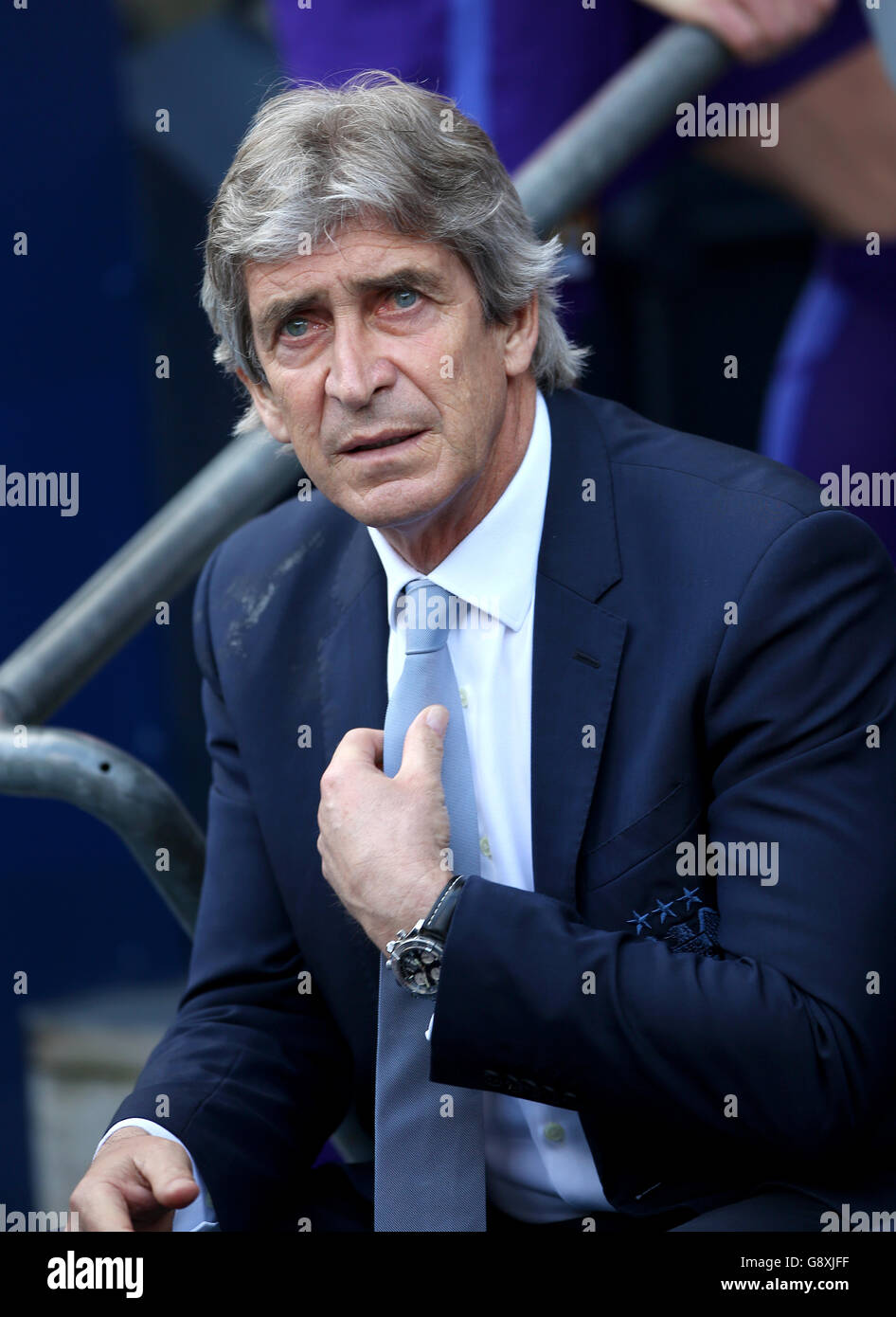 Manchester City / Arsenal - Barclays Premier League - Etihad Stadium. Il manager della città di Manchester Manuel Pellegrini prima della partita della Barclays Premier League all'Etihad Stadium di Manchester. Foto Stock