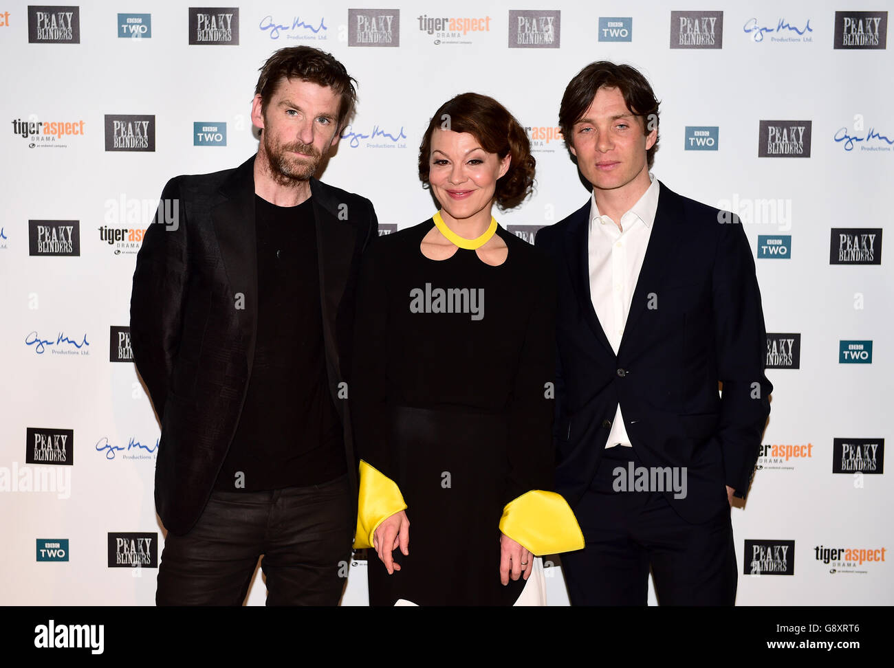 (Da sinistra a destra) Paul Anderson, Helen McCrory e Cillian Murphy partecipano alla prima della serie tre dei blinders paky, alla BFI Southbank, Londra. PREMERE ASSOCIAZIONE foto. Data immagine: Martedì 3 maggio 2016. Il credito fotografico dovrebbe essere: Ian West/PA Wire Foto Stock