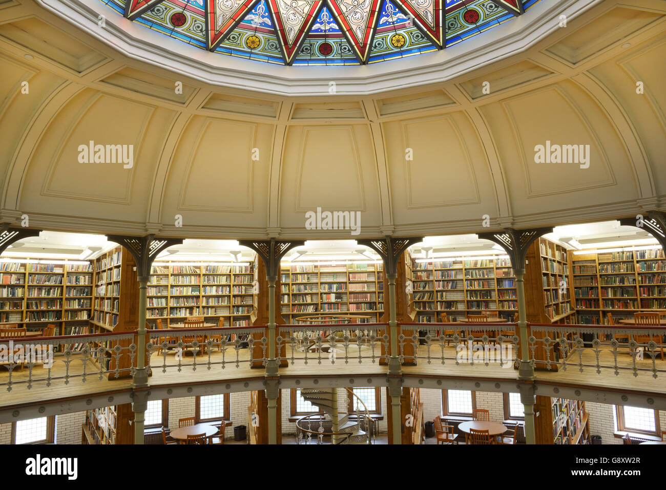 Libreria Linderman, Lehigh University, 1878, con la sua rotunda Vittoriano Foto Stock