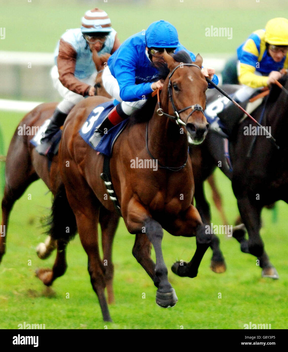 Bold Crusader guidato da jockey Frankie Dettori vince il Thoroughbred Breeders Median Auction Maiden Stakes all'ippodromo di Newmarket, giovedì 13 ottobre 2005. PREMERE ASSOCIAZIONE foto. Il credito fotografico dovrebbe essere: Sean Dempsey/PA. Foto Stock