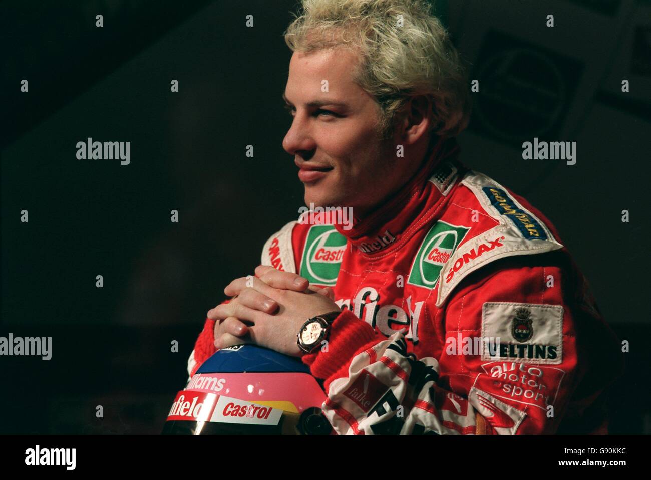 Formula uno Motor Racing - lancio Williams - Silverstone. Campione del mondo Jacques Villeneuve Foto Stock