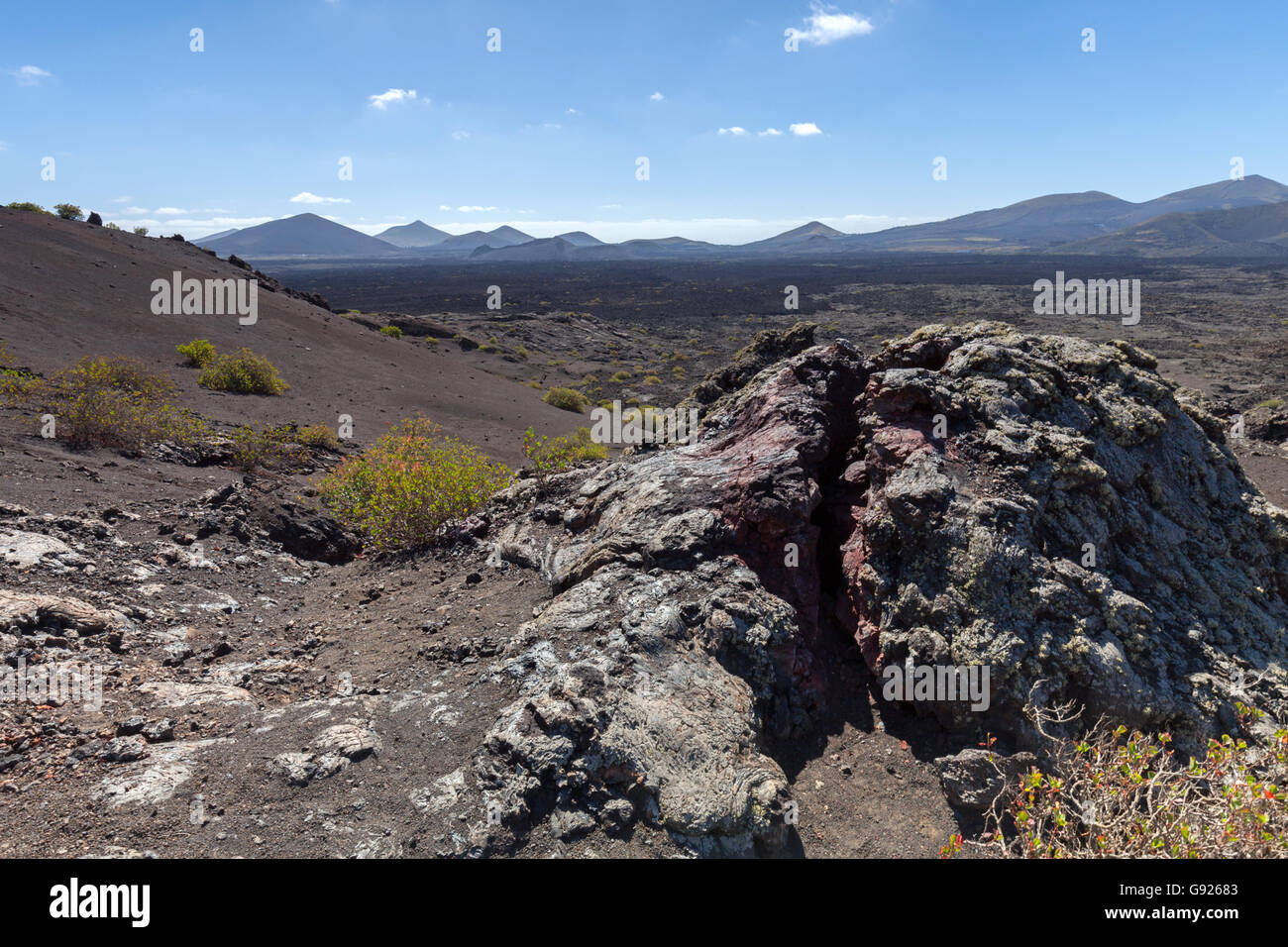 Lanzarote paesaggio vulcanico estinto vulcanico cono di sfiato Foto Stock