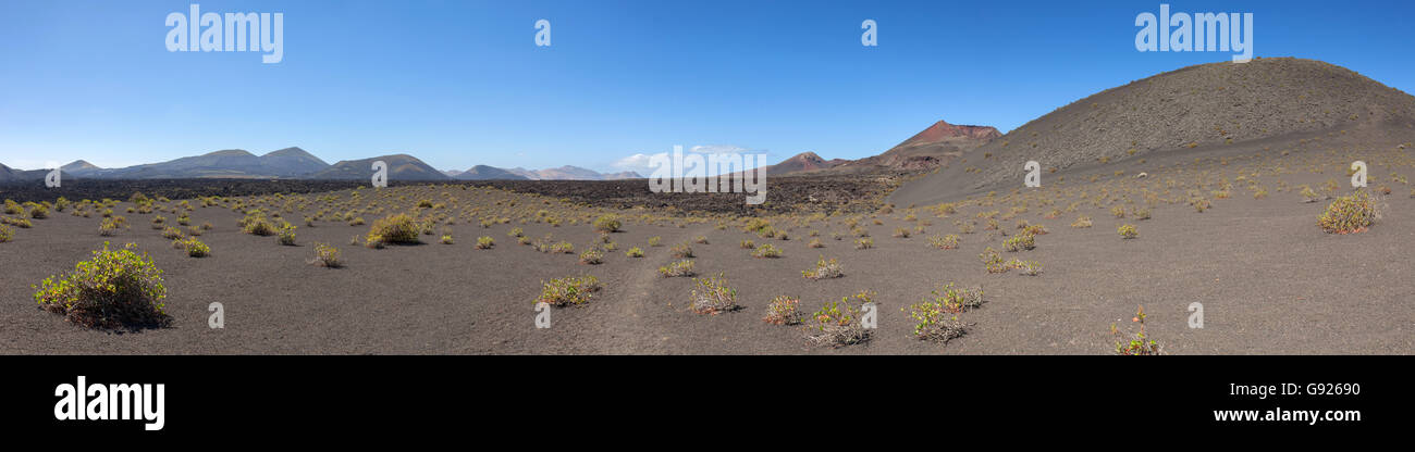 Paesaggio vulcanico di Lanzarote Parco dei Vulcani Foto Stock