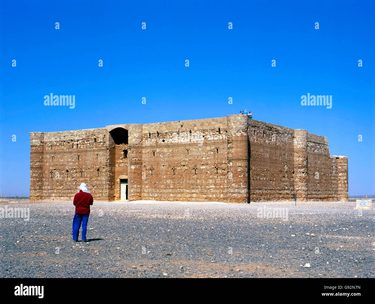 Qasr Kharana talvolta Qasr al Harrana, Qasr al Kharanah, Kharaneh o Hraneh, è uno dei più noti castelli di sabbia di Giordania Foto Stock