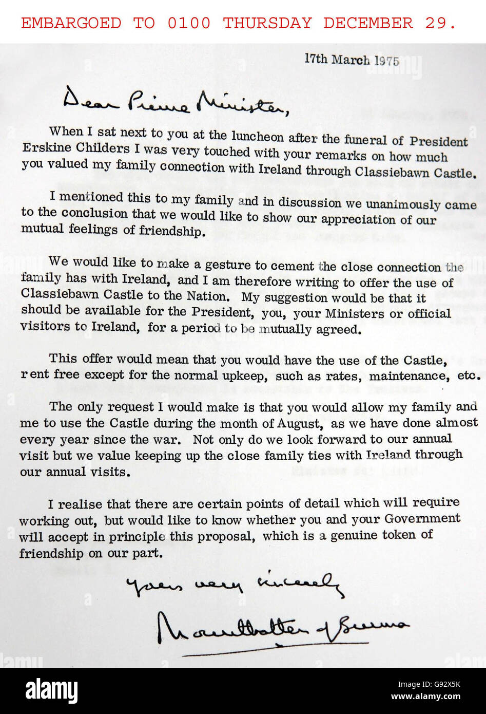 Storia Mountbatten Irlanda Foto Stock