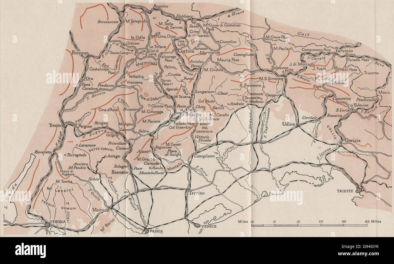 Italia: le Alpi Orientali. WW2 ROYAL NAVY MAPPA DI INTELLIGENCE, 1944 Foto Stock