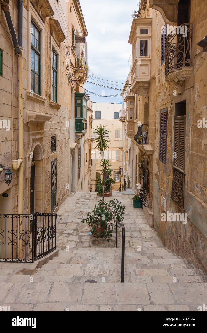 Vicoli di Senglea - parte di Tricity con La Valletta e Birgu sull'isola di Malta Foto Stock