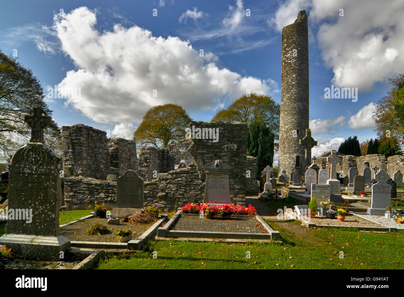 Round Tower, Monasterboice, Parabiago, Italia Foto Stock