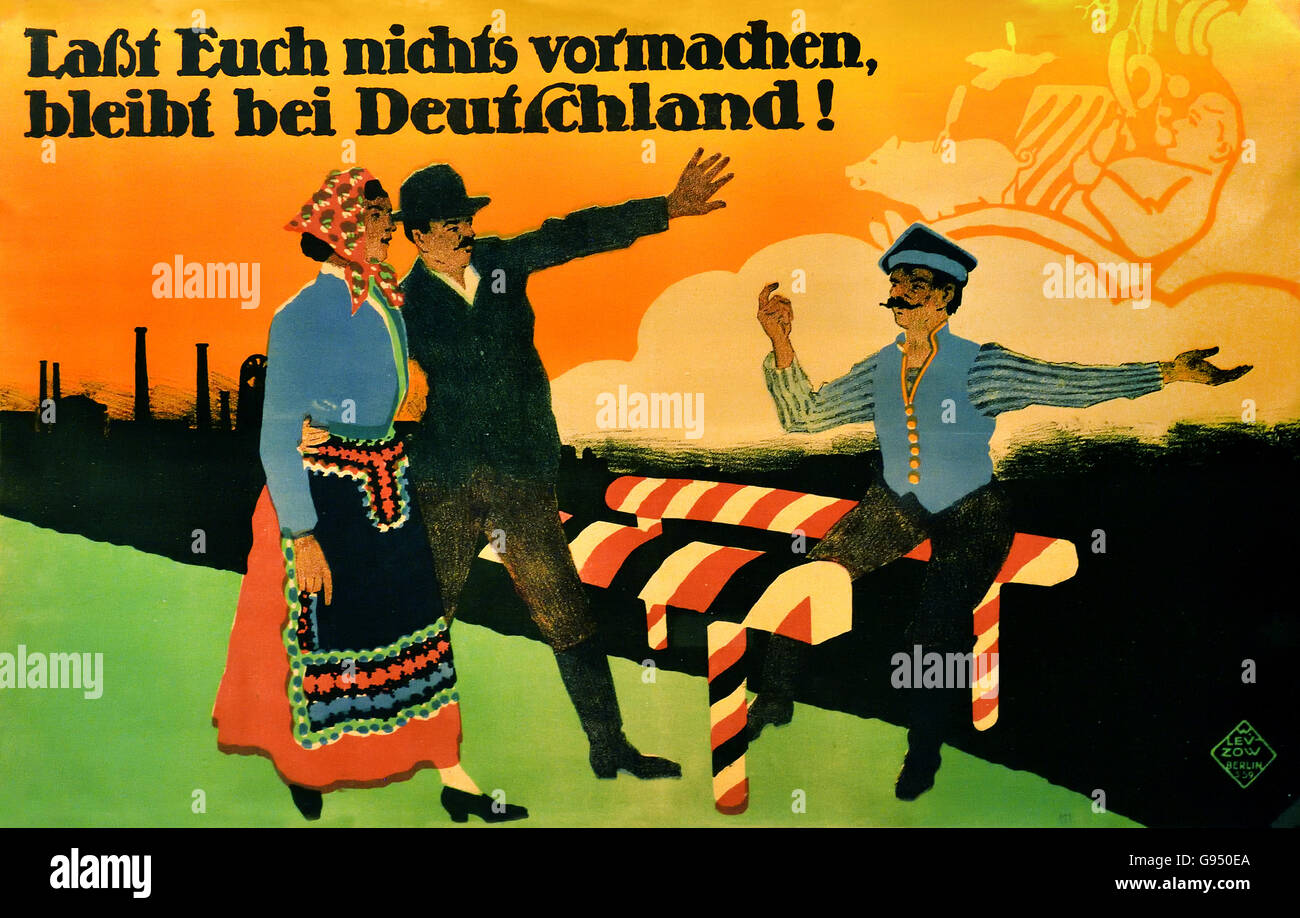 Lässt Euch nicht vormachen bleibt bei Deutschland - Cause di far finta di rimanere in Germania la Propaganda poster sulla parte superiore di Slesia plebiscito 1919 Berlino Germania Foto Stock