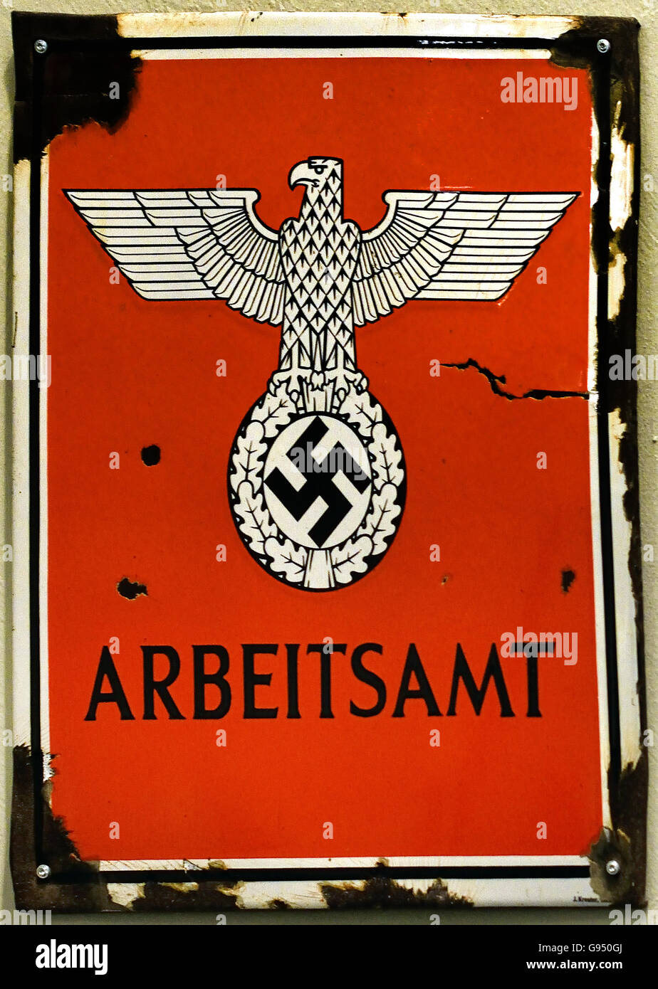 Arbeitsamt - Occupazione exchange segno Berlino Germania Nazista Swastika Foto Stock