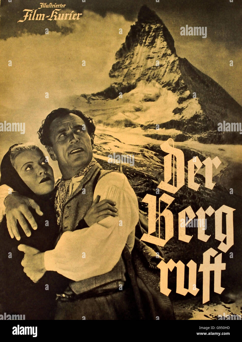 Film illustrato corriere circa la montagna chiama starring Luis Trenker 1937 Berlino Germania nazista Foto Stock