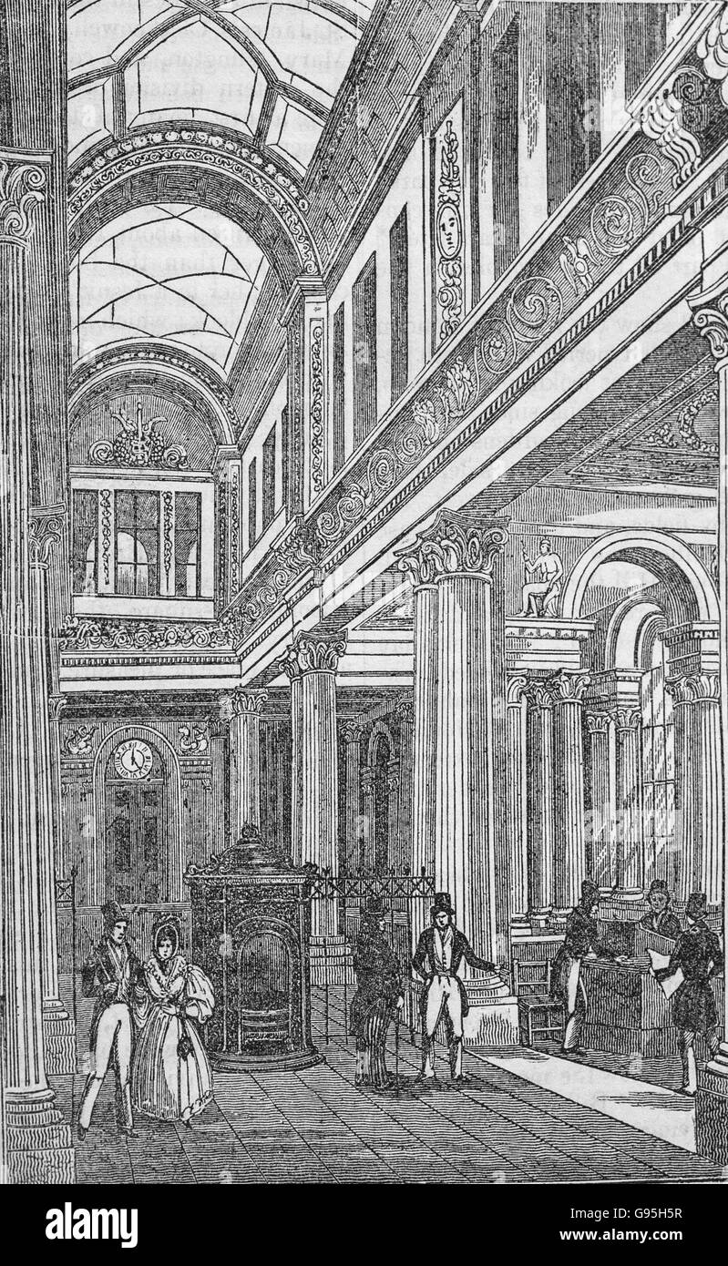 Il dividendo office, Bank of England. Dalla metà del XIX secolo incisione. Foto Stock