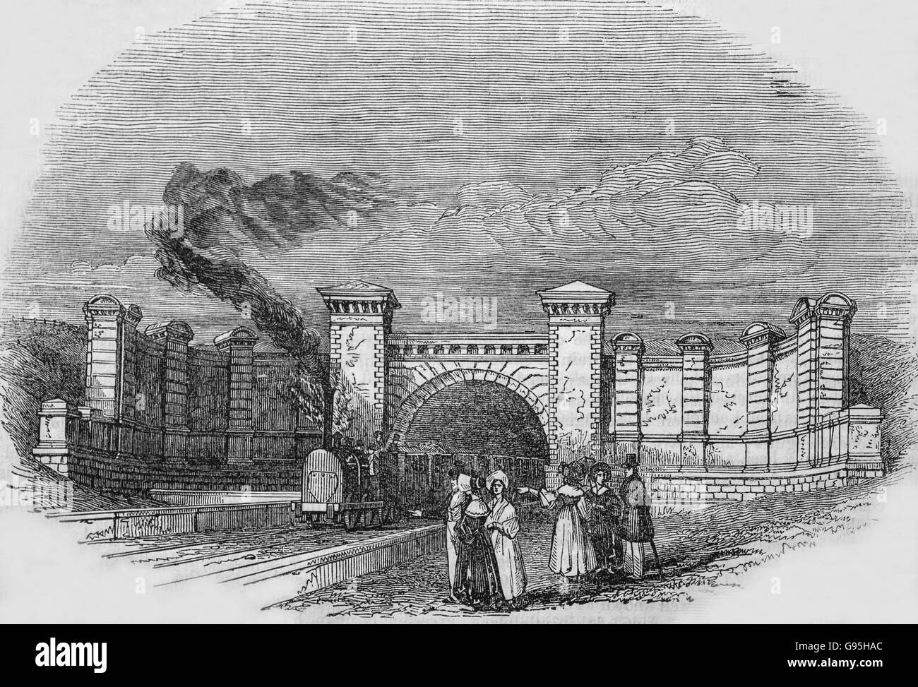 "Southern ingresso del tunnel Primrose-Hill'. A metà del XIX secolo di incisione Foto Stock