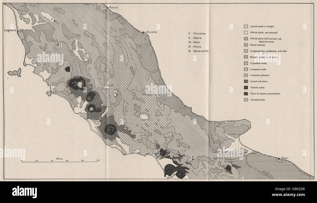 Italia centrale: Rilievi tipi. WW2 ROYAL NAVY MAPPA DI INTELLIGENCE, 1944 Foto Stock