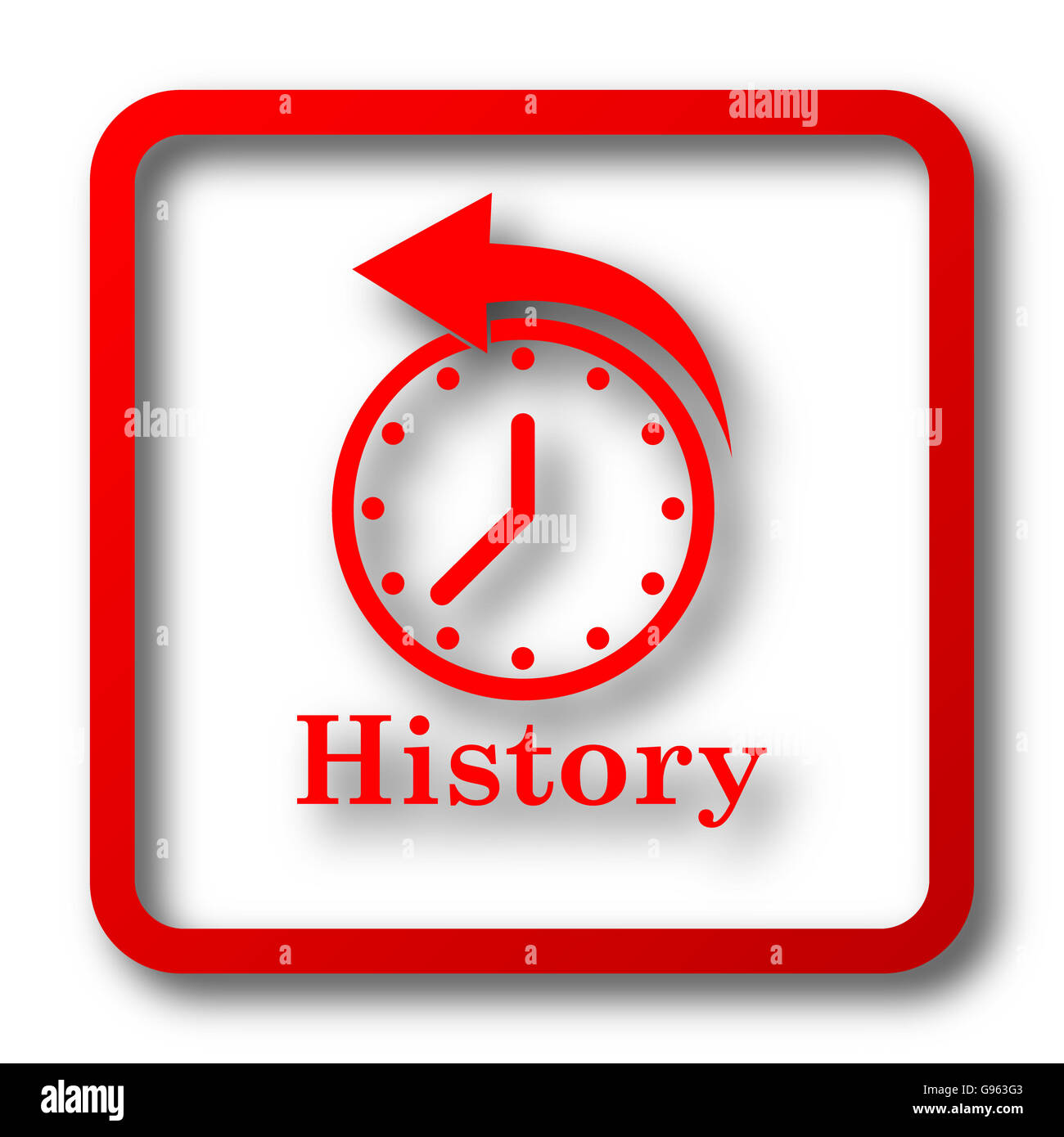 Icona di storia. Pulsante Internet su sfondo bianco. Foto Stock