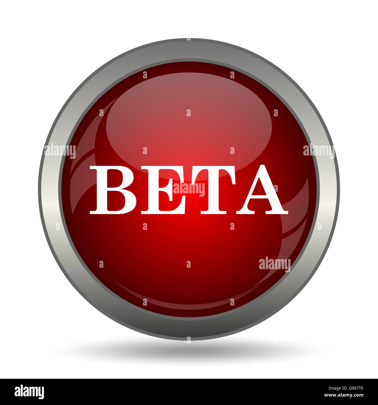 Icona di Beta. Pulsante Internet su sfondo bianco. Foto Stock