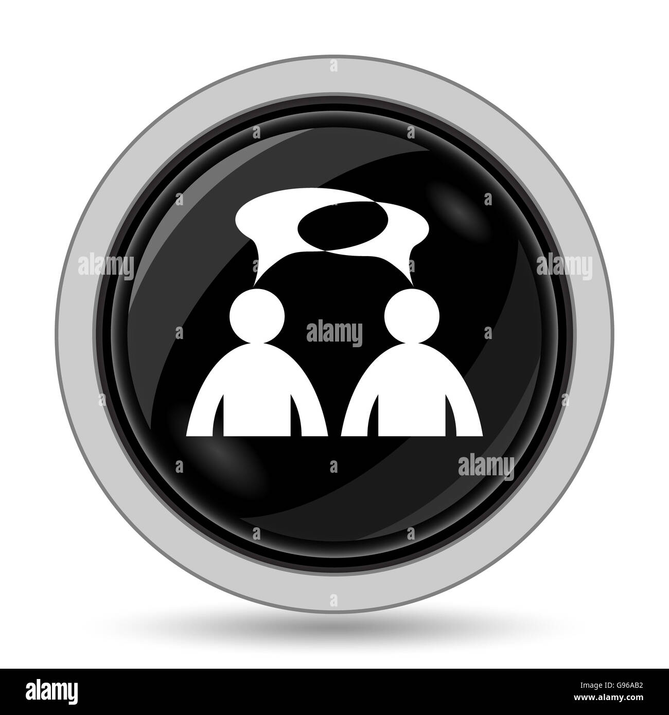 Icona Commenti. Pulsante Internet su sfondo bianco. - Gli uomini con bolle Foto Stock