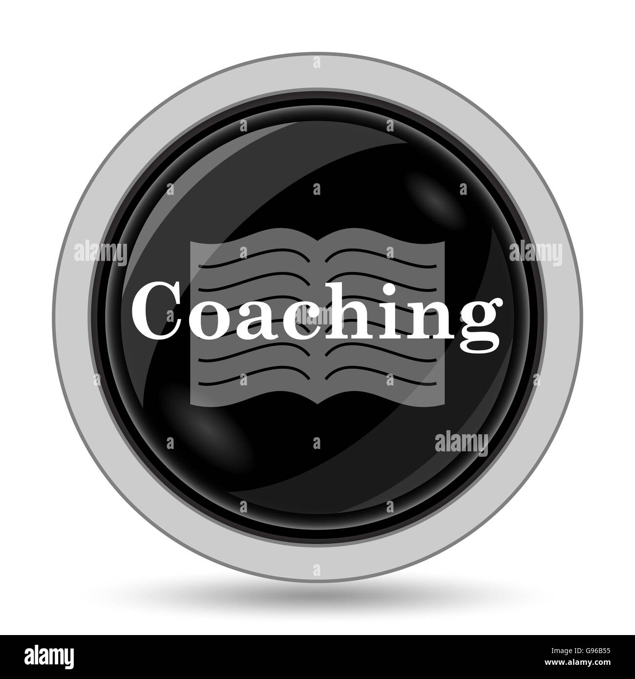 Icona di coaching. Pulsante Internet su sfondo bianco. Foto Stock