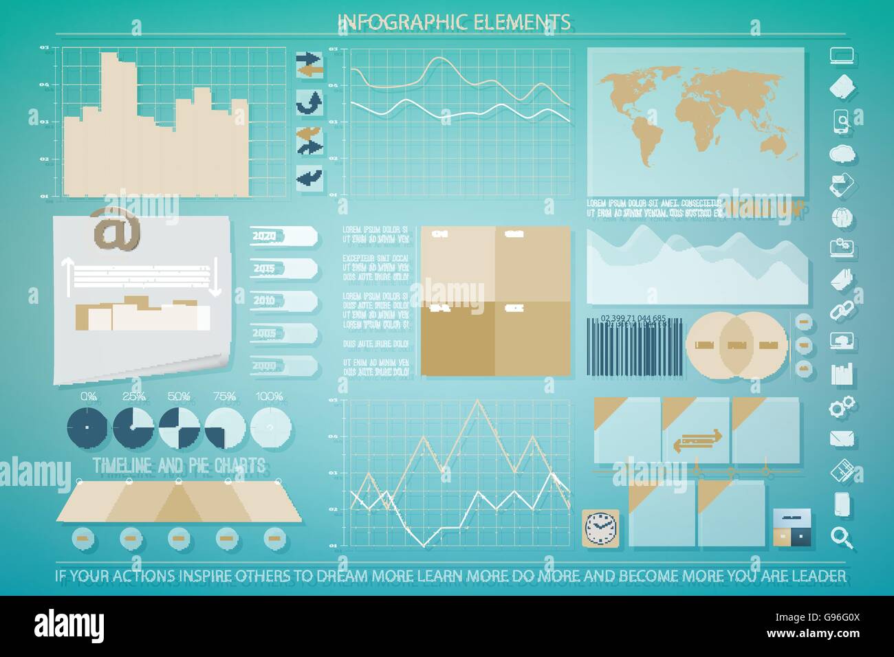 Una infografica elementi, tecnologia web icone sul display tablet. economia del vettore grafico temporale. grafico a torta info icona grafica. fina Illustrazione Vettoriale