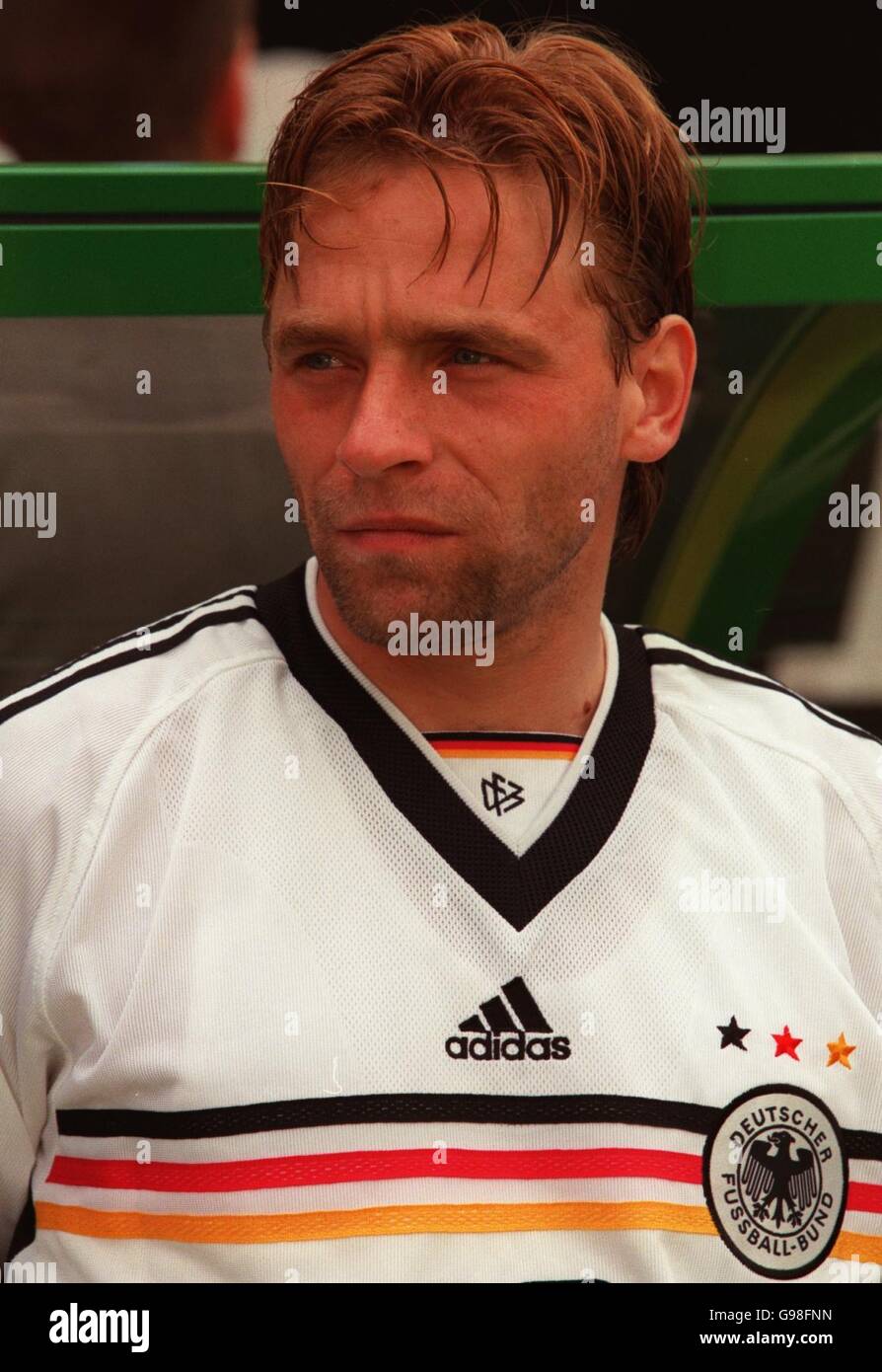 Calcio - Coppa del mondo Francia 98 - Gruppo F - Germania / Jugoslavia. Thomas Hassler, Germania Foto Stock