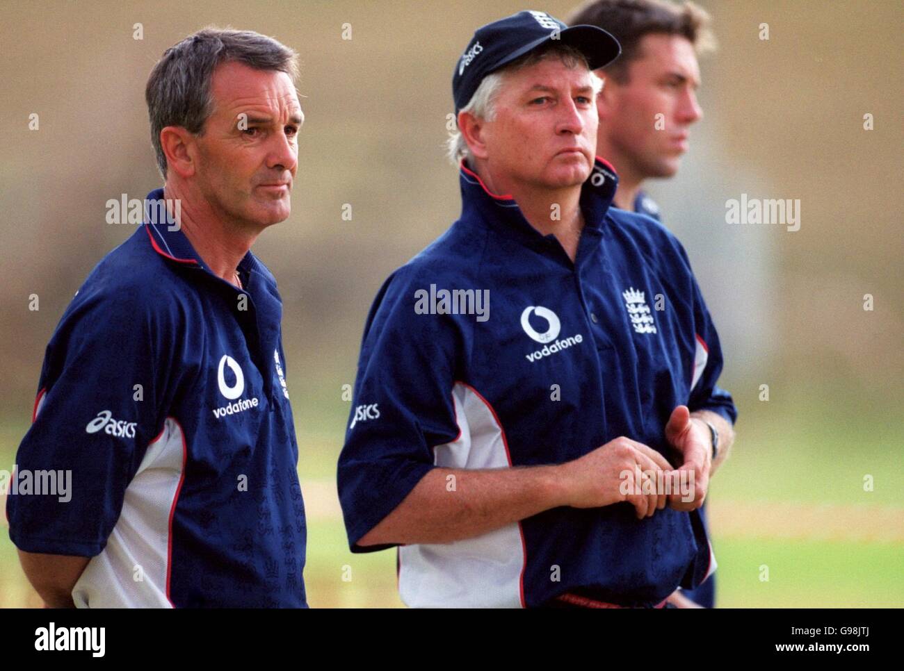 Il capo allenatore inglese Duncan Fletcher (r) con il responsabile operativo Phil Neale Foto Stock