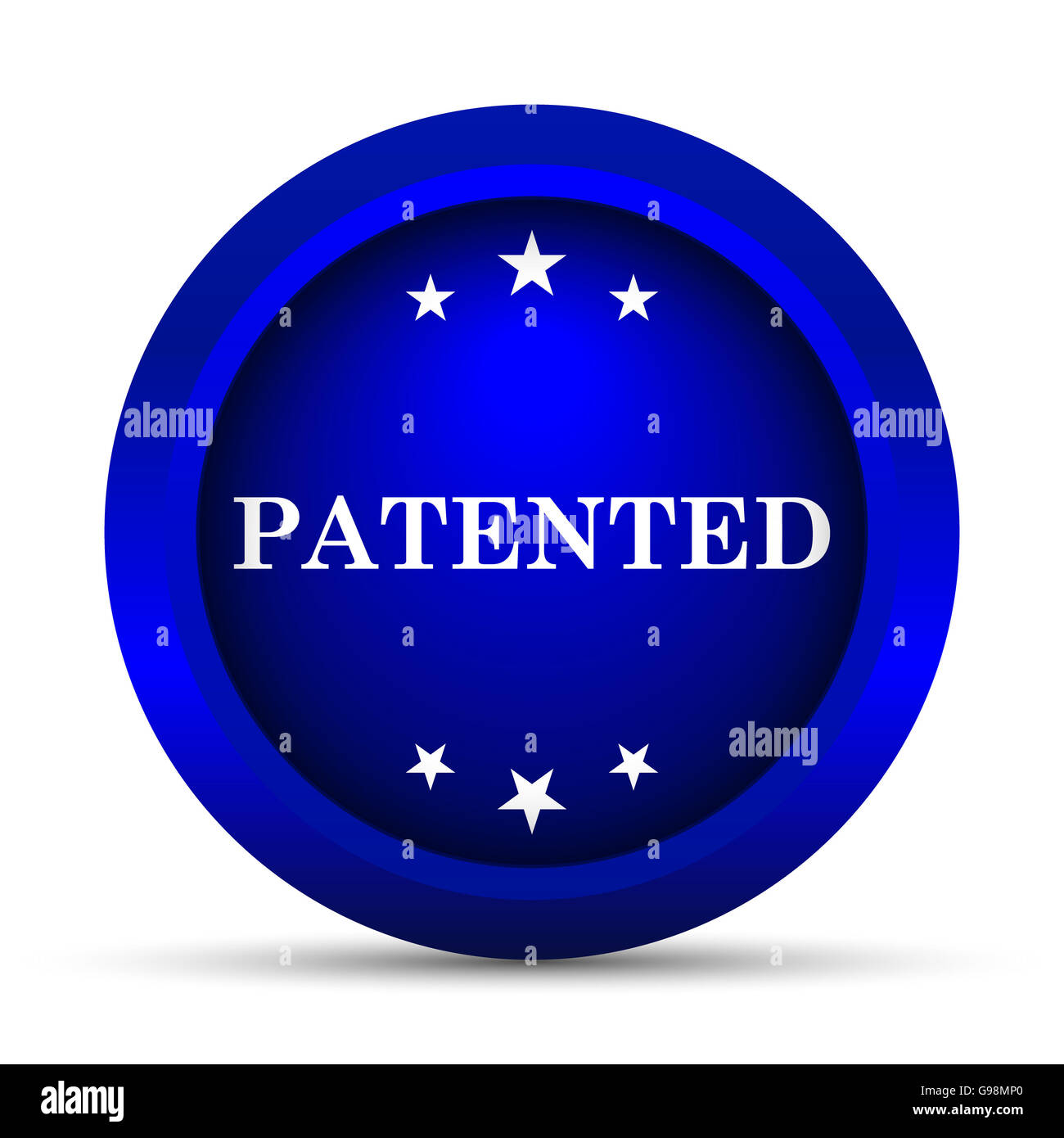 Icona brevettato. Pulsante Internet su sfondo bianco. Foto Stock