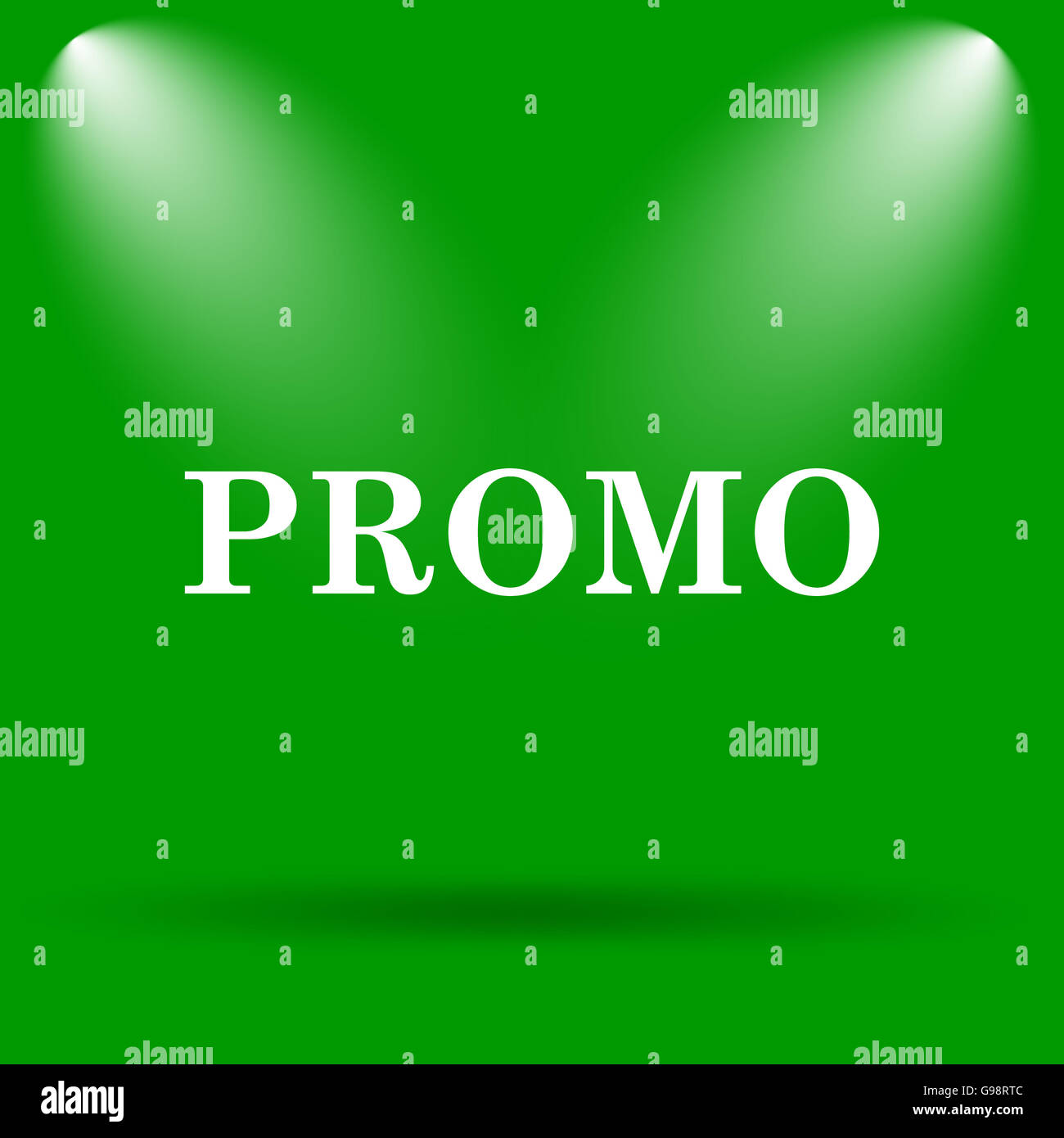 Icona Promo. Pulsante Internet su sfondo verde. Foto Stock