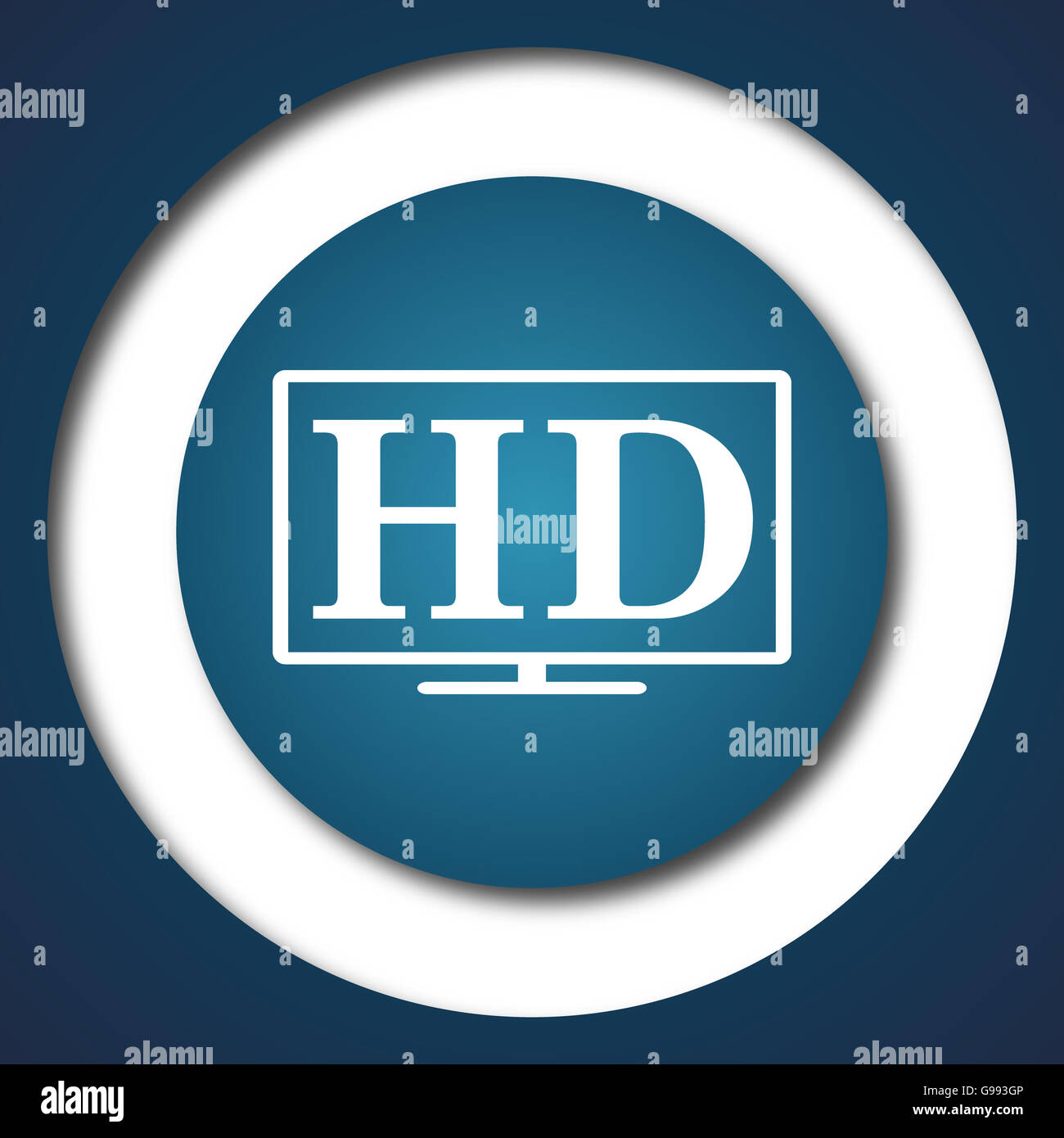 HD TV icona. Pulsante Internet su sfondo bianco. Foto Stock