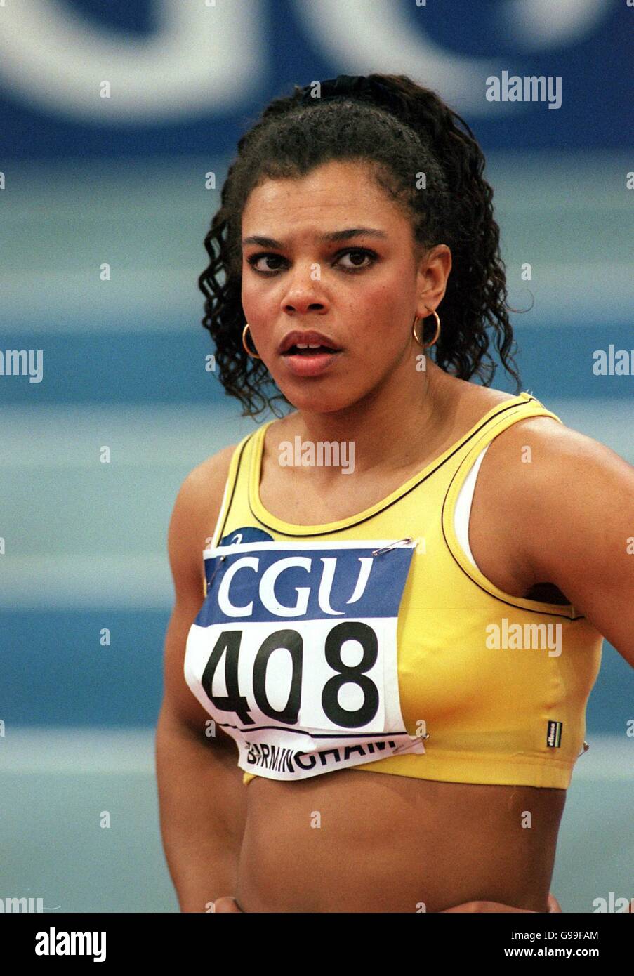 Atletica - CGU Indoor Trials and AAA Championships - NIA, Birmingham. Diane Allahgreen, vincitrice degli ostacoli da 60 m femminili Foto Stock