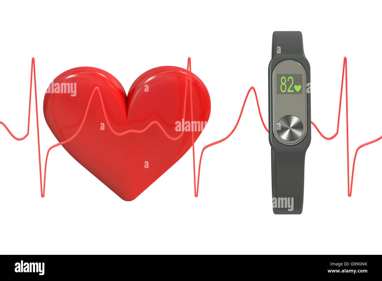 Il tracker di attività o di idoneità bracciale, monitor frequenza cardiaca concetto. Il rendering 3D Foto Stock