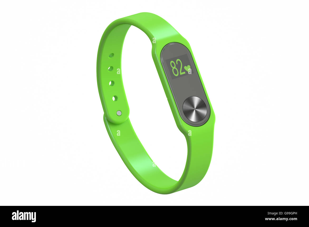 Attività verde tracker o braccialetto di fitness, rendering 3D isolati su sfondo bianco Foto Stock