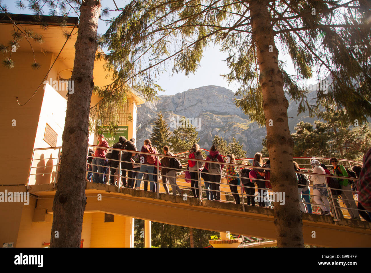 La funivia e la stazione a Fuente De in Picos de Europa Spagna settentrionale Foto Stock