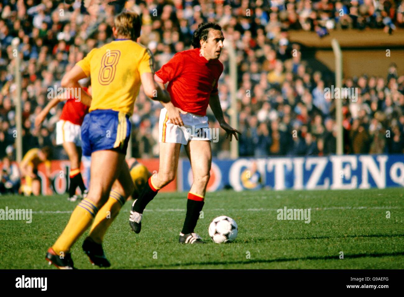 Calcio - Coppa del mondo Argentina 1978 - Gruppo tre - Spagna contro Svezia. Asensi, Spagna (r) Foto Stock