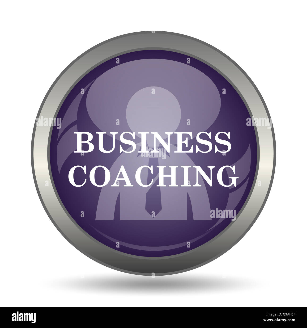 Business coaching icona. Pulsante Internet su sfondo bianco. Foto Stock