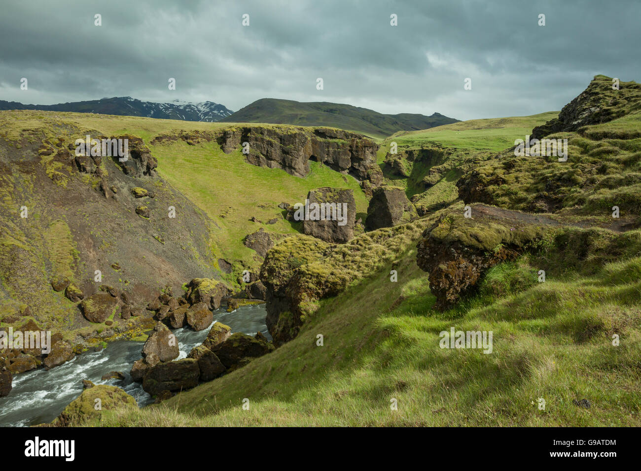 Skoga River Gorge, sud dell'Islanda. Foto Stock