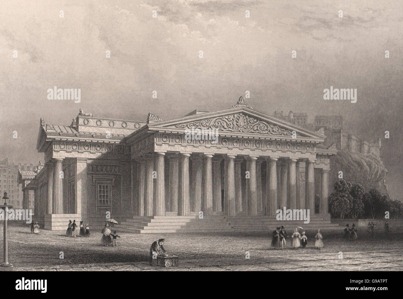 Il Royal Institution, Edimburgo. La Scozia. KEMP, antica stampa 1838 Foto Stock