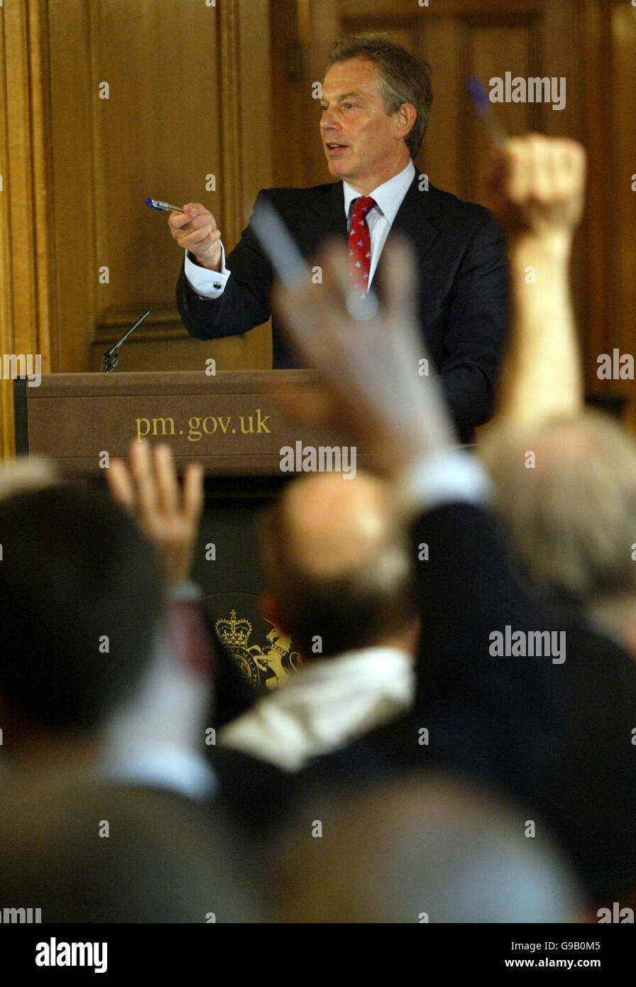 Tony Blair - Notizie mensili conference - Londra Foto Stock