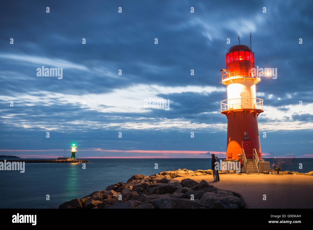 Faro in Warnemuende, Rostock - Germania Foto Stock