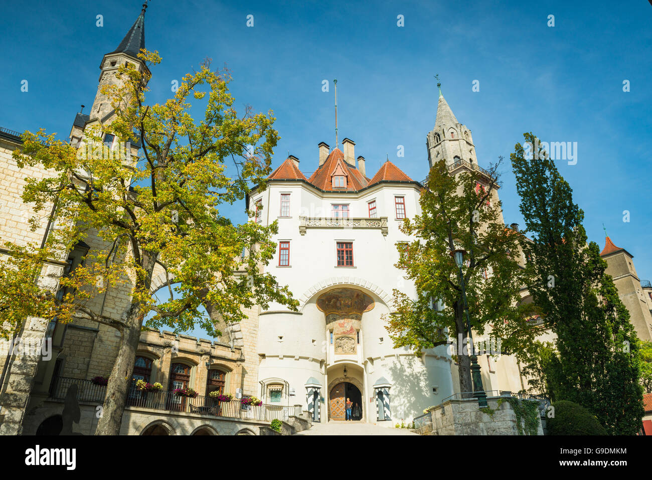 Ingresso al castello di Sigmaringen, Germania Foto Stock