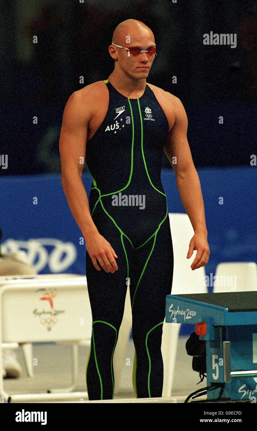 Olimpiadi di Sydney 2000 - Nuoto - stile libero da 100 m - finale. Michael Klim, Australia, si prepara all'inizio della finale freestyle di 100m Foto Stock