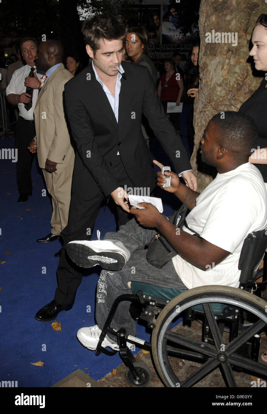 Colin Farrell arriva per la prima europea di Miami Vice, all'Odeon Leicester Square, nel centro di Londra. Foto Stock