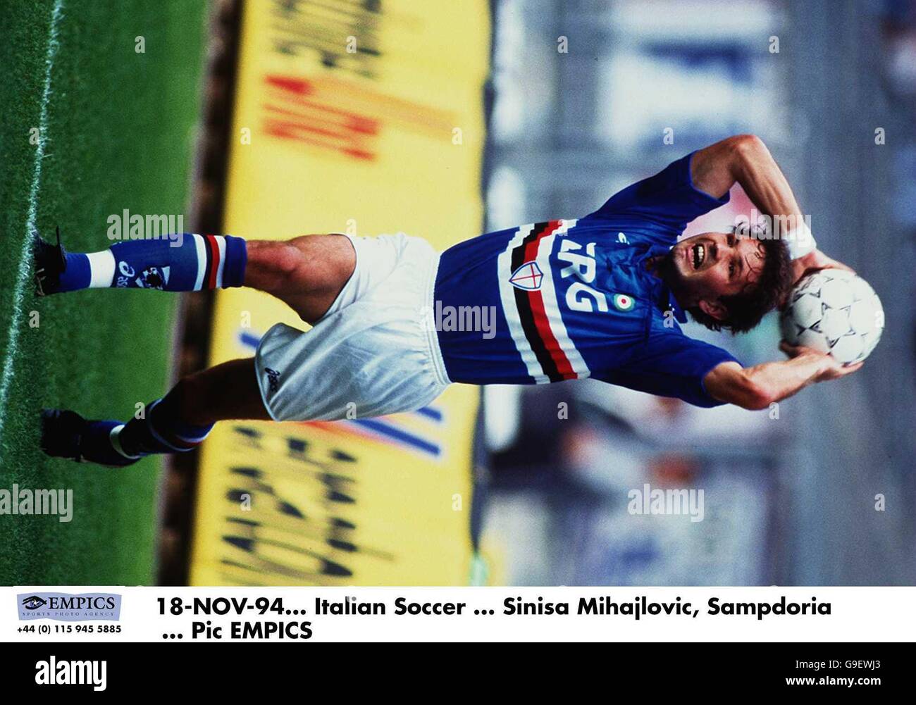 160669 Sinisa Mihajlovic. 18 NOVEMBRE 94. Calcio italiano. Sinisa Mihajlovic, Sampdoria Foto Stock