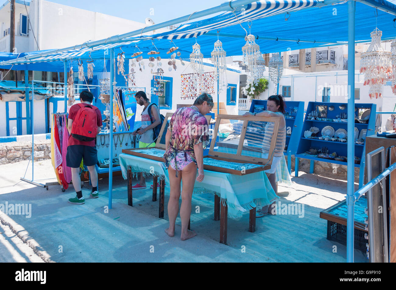 Gioielleria sull isola di Pserimos, del Dodecaneso, Egeo Meridionale Regione, Grecia Foto Stock