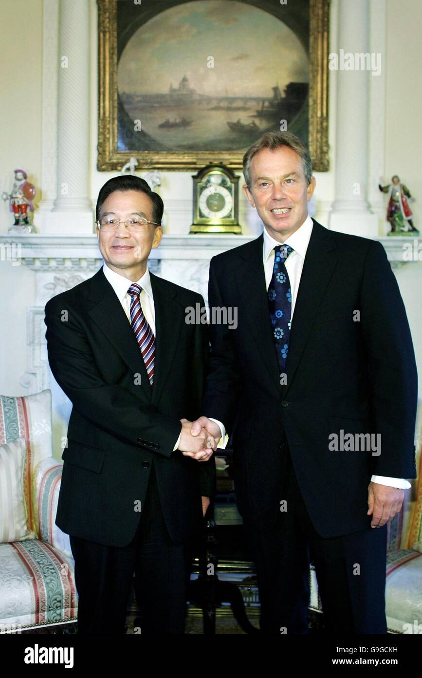 Blair e PM cinese Wen Jiabao Foto Stock