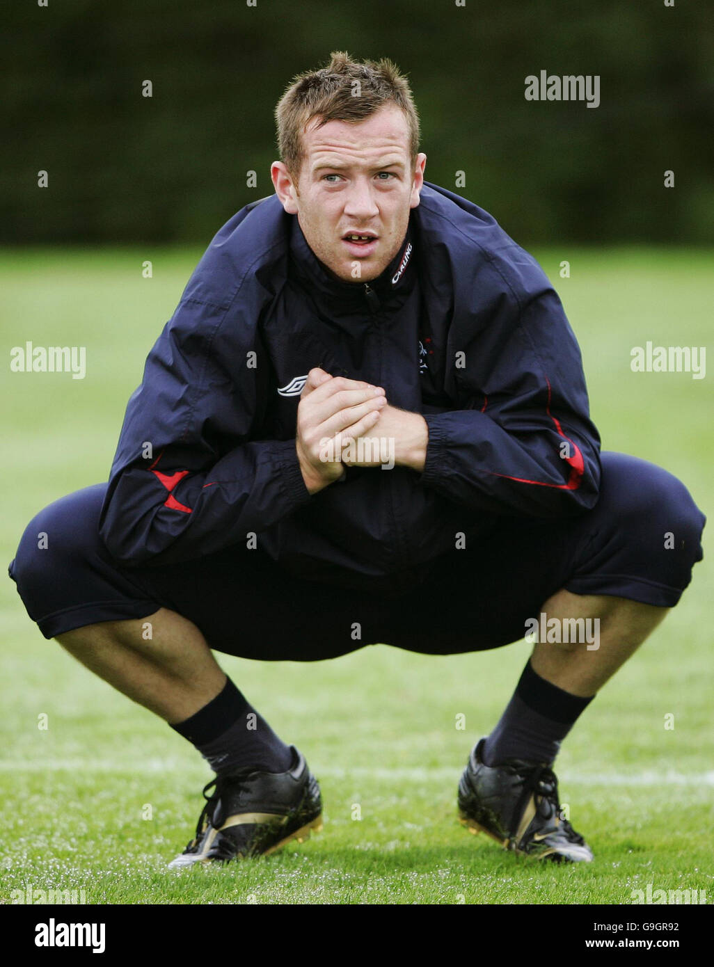 Calcio - Rangers Training - Murray Park - Glasgow. Charlie Adam, giocatore di Rangers, durante una sessione di allenamento al Murray Park di Milngavie. Glasgow Foto Stock