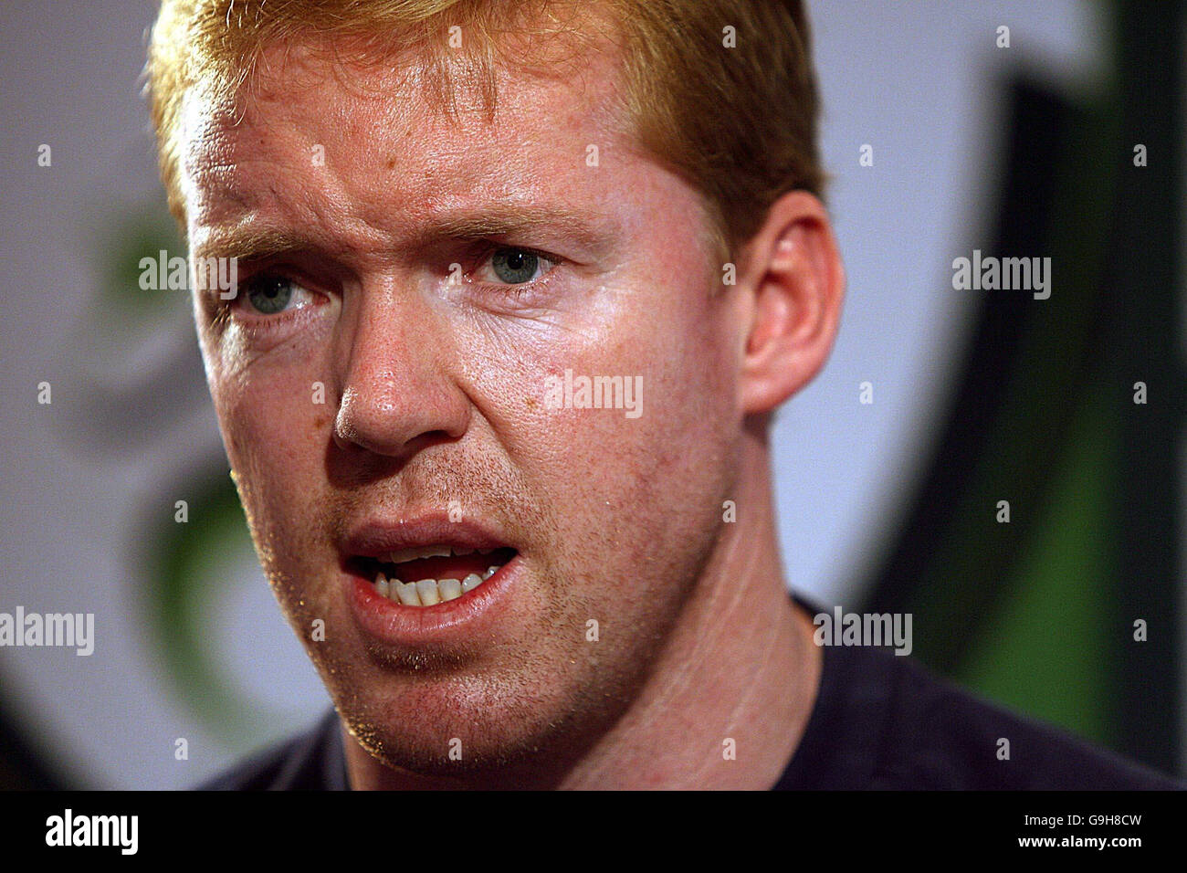 Responsabile della Repubblica d'Irlanda, Steve Staunton alla conferenza stampa dell'hotel St.Raphael a Limassol, Cipro. Foto Stock