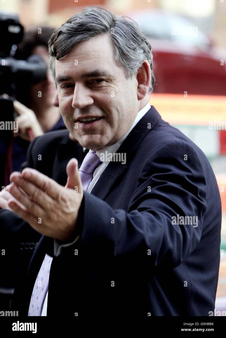 Gordon Brown annuncia iniziativa aziendale Foto Stock