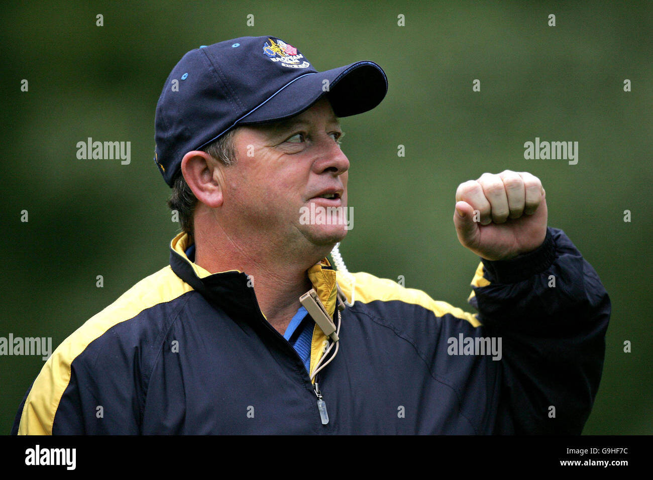 Il capitano della squadra europea Ian Woosnam festeggia durante la Ryder Cup, al K Club, Co Kildare. Foto Stock